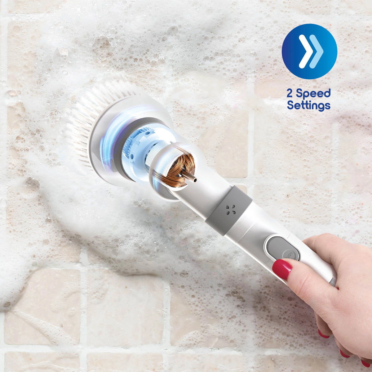 Two speed settings scrubbing tile